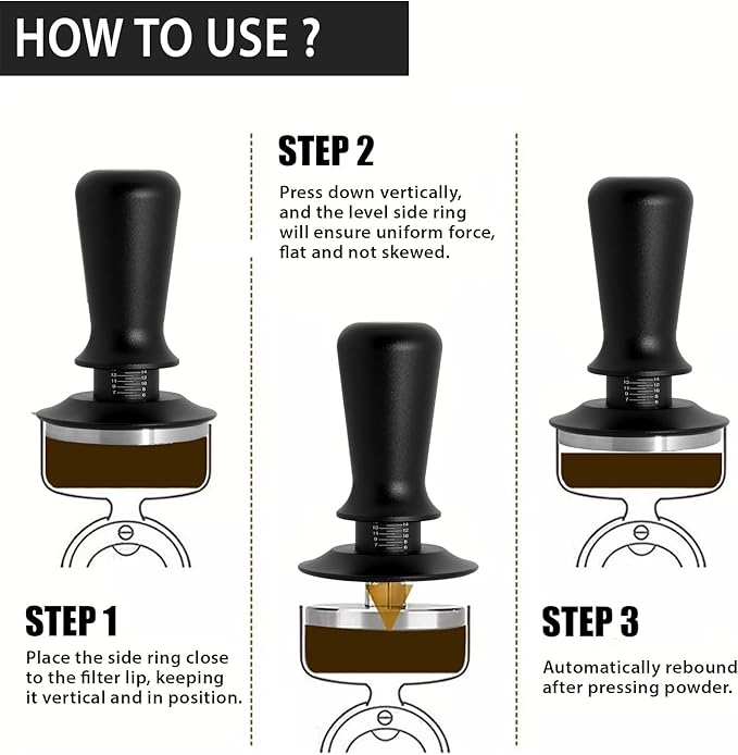 58mm Espresso Tamper, Professional Barista Coffee Tamper, Heavy-Duty Stainless-Steel Flat Base, Ergonomic Handle, Compatible with 58mm Portafilter, Coffee Accessory for Espresso lovers