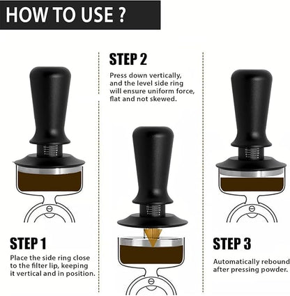 58mm Espresso Tamper, Professional Barista Coffee Tamper, Heavy-Duty Stainless-Steel Flat Base, Ergonomic Handle, Compatible with 58mm Portafilter, Coffee Accessory for Espresso lovers