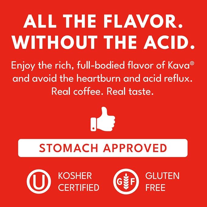 Kava Low Acid Instant Coffee Lover Bundle Set, 4 Ounce Glass Jar of Each, Regular & Decaf