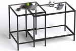 Load image into Gallery viewer, Nesting Coffee Table,Small Glass Coffee Table Set of 2,Black Modern Square Sofa Side Tea Table for Living Room,Bedroom and Small Spaces,2 Tier Tempered Glass with Sturdy Metal Frame, Easy Assembly