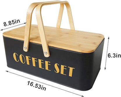 SOTECH Pour Over Coffee Maker Set Coffee Kettle Scale Ceramic Server Ceramic Dripping Cup Bean Grinder Filter Paper Ceramic Cup ALL in 1 Portable Metal Box for Traveling