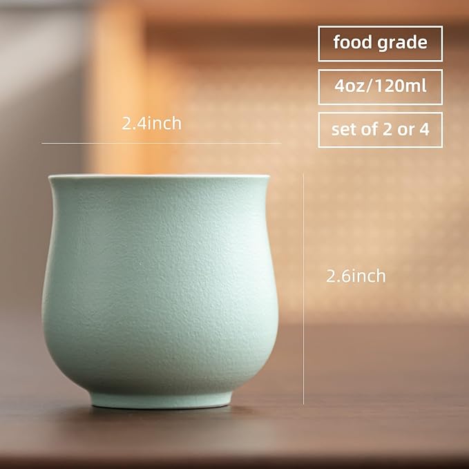 4-Oz Ceramic Espresso Cups Set - Multi-Color, Handle-Free Design for Home & Cafe | Dishwasher-Safe Stoneware Cups (brown,4)