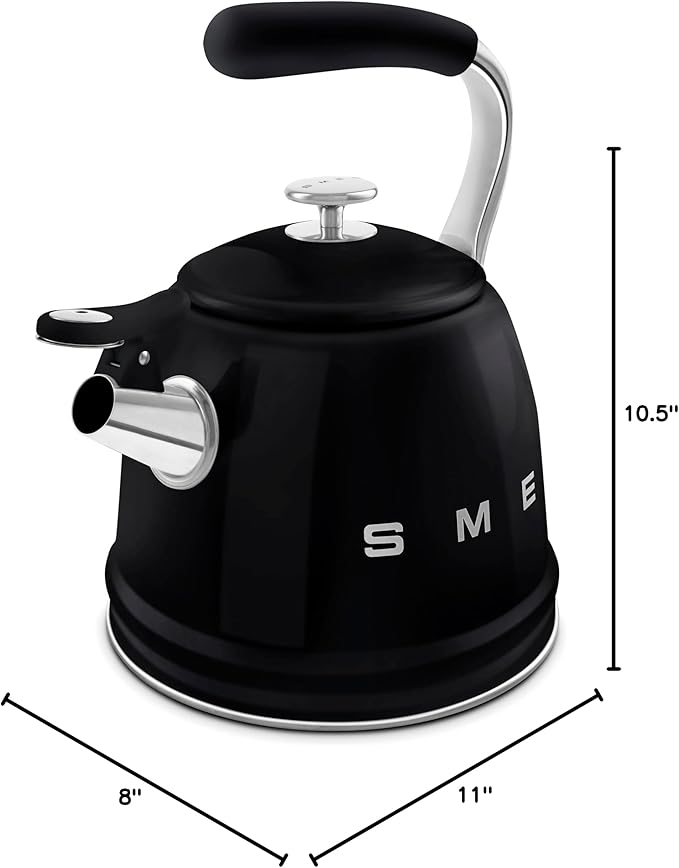 SMEG Retro Stovetop Whistling Kettle – 2.4Q (Black)