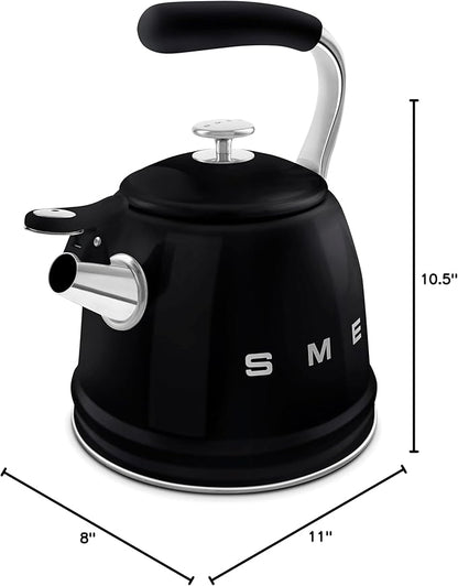 SMEG Retro Stovetop Whistling Kettle – 2.4Q (Black)