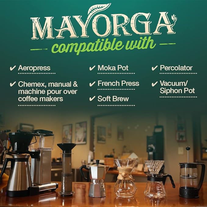 Mayorga Organic Coffee 12oz Mayan Blend - Medium Roast Whole Bean Specialty Grade Coffee, 100% Arabica, Slow Roasted, Chocolate and Floral Flavor with Low Acidity - USDA Organic, Non-GMO, Kosher