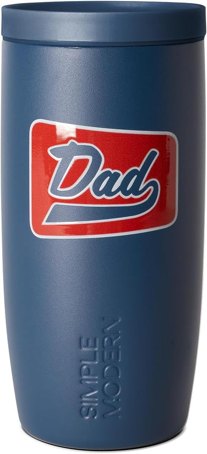 Simple Modern Father's Day Signature Voyager | 16oz Travel Coffee Mug Tumbler with 360° Lid | Gifts for Dad, Him | Ceramic-Lined Insulated Stainless Steel Cold Brew Iced Coffee Cup | Vintage Dad