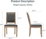 Load image into Gallery viewer, French Country Dining Chairs Set of 2, Grey Square Back Dining Chairs with Linen Upholstered Seat, Solid Wood Legs, Farmhouse Kitchen &amp; Dining Room Chairs, Sillas De Comedor (Gray, 2Pcs)