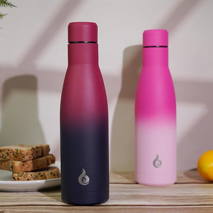 BJPKPK Insulated Water Bottle 17oz Stainless Steel Water Bottles Diashwasher Safe Reusable Metal Thermal Keep Cold and Hot,Charming Black Red