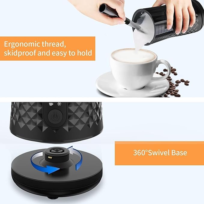 Milk Frother Electric,Flevo 4 in 1 Electric Milk Frother and Steamer,240ml Electric Milk Steamer Warmer with Two Whisks for Heating and Frothing Milk,for Coffee, Latte,Cappuccinos,Macchiato