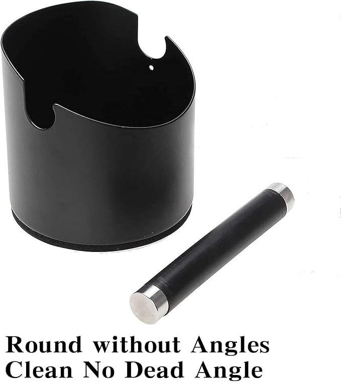 Italian Espresso Knock Box, Stainless Steel, with Detachable Tapping Rod and Anti Slip Rubber Base (Black, 800ml)