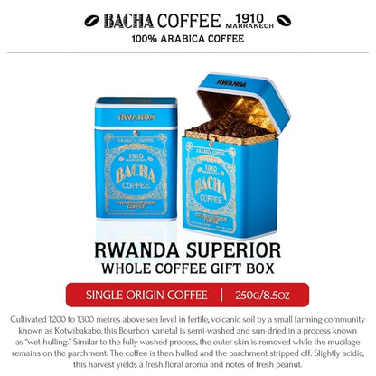 Bacha Coffee | Rwanda Superior Single Origin Signature Nomad Collection, Medium Dark Roast, 100% Arabica Specialty Coffee, Whole Beans, 250g
