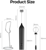 Load image into Gallery viewer, YARRAMATE Electric Milk Frother Wand with Stainless Steel Whisk and Stand, Fast Rechargeable Coffee Mixer with 3 Speeds, Handheld Drink Stirrer, Whisk Foam Maker for Lattes, Cappuccino, Matcha (Black)