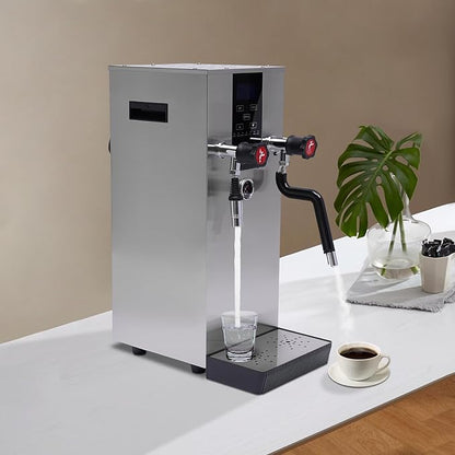 Steam Water Boiling Machine, 2.3kw 110v Commercial Milk Frother Espresso Coffee Milk Foam Maker Automatic Steam Boiling Water Machine with Drip Tray for Milk Tea Shops Cold Drink Shops Bars