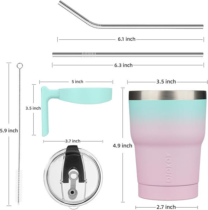 BJPKPK 10 oz Tumbler With Handle Stainless Steel Insulated Tumblers With Lid And Straw For Women,Bubble Gum