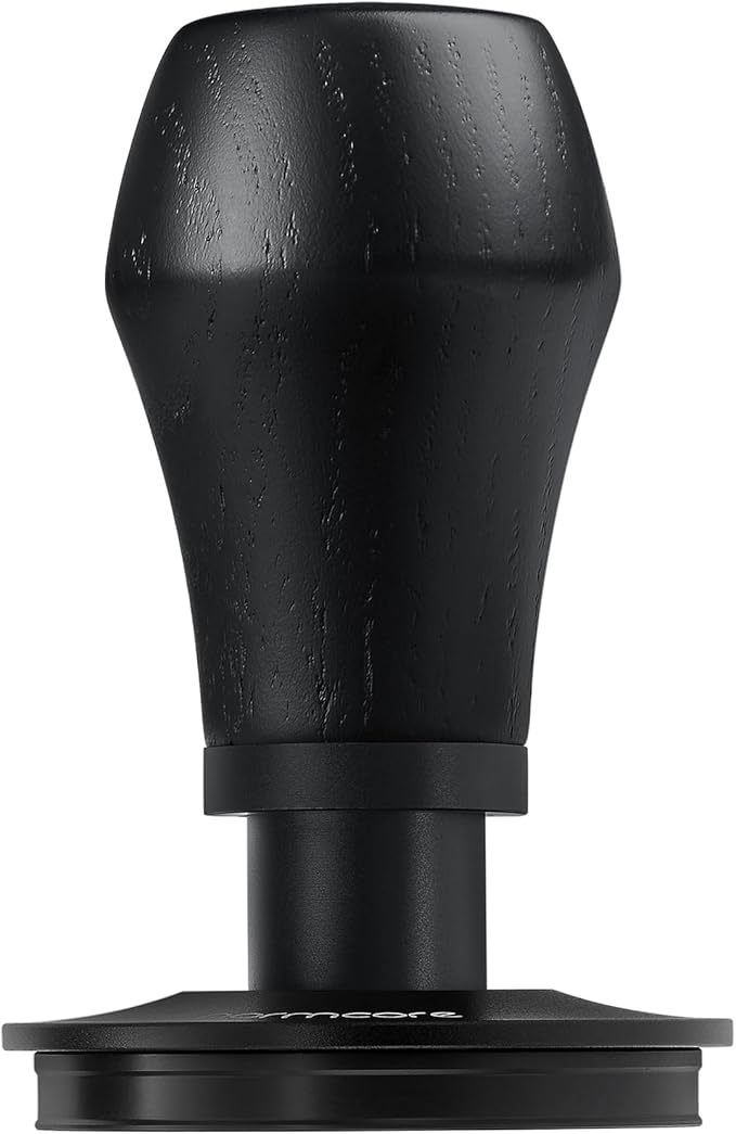 Normcore 58.5mm Espresso Coffee Tamper V4 - Spring Loaded Tamper With Titanium PVD Coating Ripple Base -15lb / 25lb / 30lbs Replacement Springs, Genuine Black Oak Wood Handle