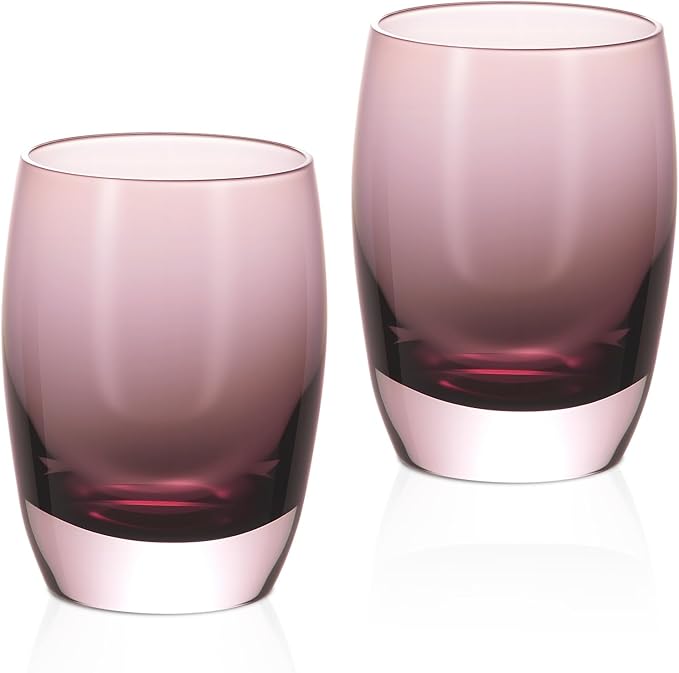 KAMMAK Purple Whiskey Glasses Set, 12.82 oz (380 ml) Old Fashioned Tumbler with Delicate Rim, Thick Heavy Bottom Glass & Seamless Design for Scotch, Bourbon, Cocktails