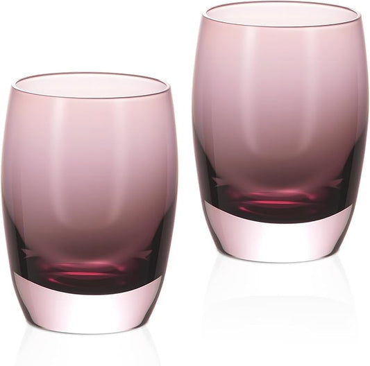 KAMMAK Purple Whiskey Glasses Set, 12.82 oz (380 ml) Old Fashioned Tumbler with Delicate Rim, Thick Heavy Bottom Glass & Seamless Design for Scotch, Bourbon, Cocktails