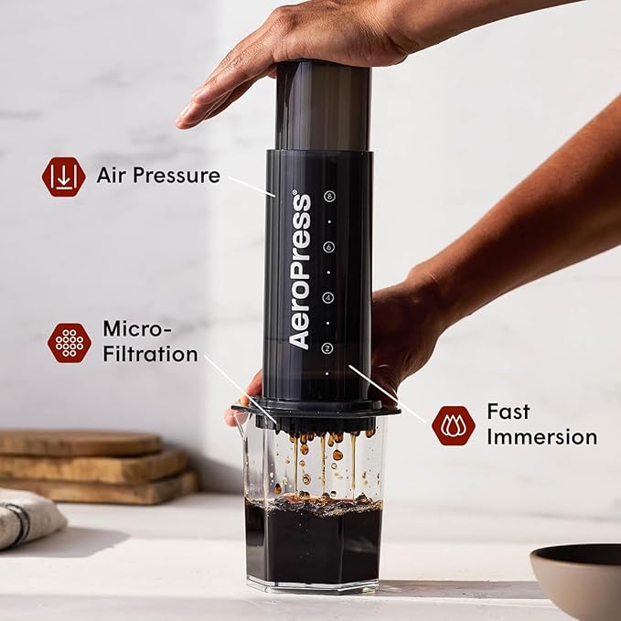 AeroPress XL Gold Tone Stainless Steel Reusable Filter – Durable Metal Coffee Filter, Sustainable, Eco-Friendly, Travel-Friendly, Fits XL AeroPress Manual Coffee Makers