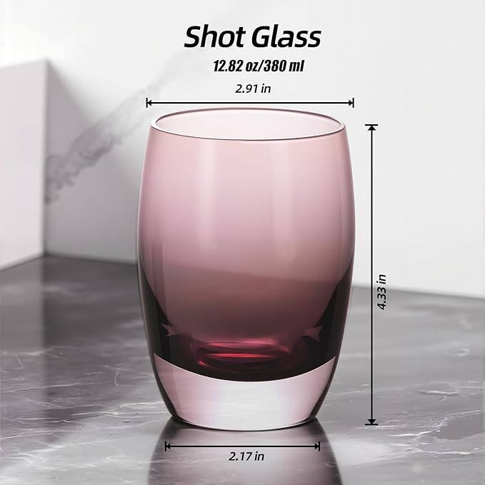 KAMMAK Purple Whiskey Glasses Set, 12.82 oz (380 ml) Old Fashioned Tumbler with Delicate Rim, Thick Heavy Bottom Glass & Seamless Design for Scotch, Bourbon, Cocktails