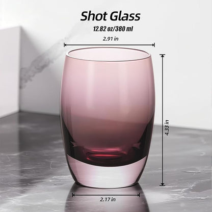 KAMMAK Purple Whiskey Glasses Set, 12.82 oz (380 ml) Old Fashioned Tumbler with Delicate Rim, Thick Heavy Bottom Glass & Seamless Design for Scotch, Bourbon, Cocktails