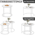Load image into Gallery viewer, aboxoo White Nesting Glass Table Set of 2, Small Glass Round Nesting Tables for Living Room Bedroom, Accent Tea Table with Metal Frame Modern Industrial Simple