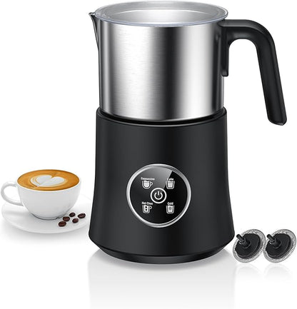 Milk Frother and Steamer, Large Capacity Detachable Electric Milk Frother, Automatic Warm and Cold Foam Maker, Hot Chocolate Maker, BPA Free, Black