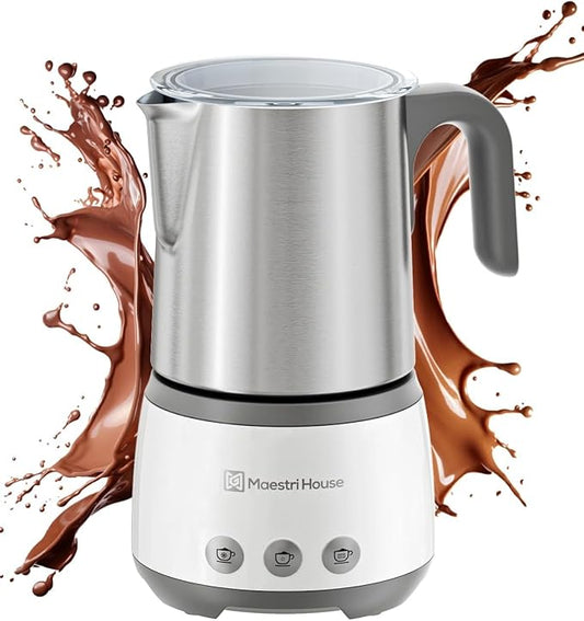 Maestri House Milk Frother, 4-in-1 Electric Milk Steamer and Frother, 16.9OZ 600W Smart Touch Control Hot and Cold Foam Maker, Memory Function for Latte, Cappuccinos, Warm Milk, Hot Chocolate Milk