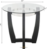 Load image into Gallery viewer, Round Glass End Table, 26" D Solid Wood Side Table with Tempered Glass Tabletop, Modern Glass Sofa Side Table with Black Cross Base for Living Room Home Office,CJZ1331
