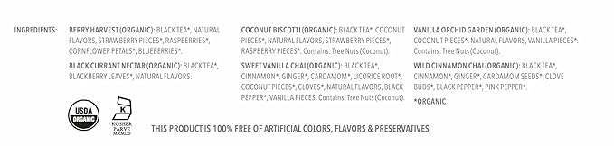 Teabloom Organic Black Forest Pyramid Tea Presentation Box, 12 Assorted Black Tea Blends, USDA Certified Organic Whole-Leaf Pyramid Tea Sachets