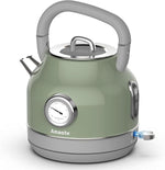 Load image into Gallery viewer, Amaste Electric Kettle, Retro Electric Tea Kettle with Thermometer, 57 Oz Hot Water Kettle for Coffee &amp; Tea, 304 Stainless Steel, 1500W Fast Boiling, Auto Shut-Off &amp; Boil Dry Protection, Matcha Green