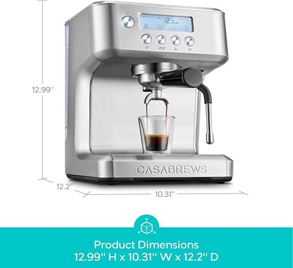 CASABREWS Ultra Espresso Machine with LCD Display, Powerful Milk Frother and Customizable Brewing Temperature, Provides Barista-Level Lattes and Cappuccinos
