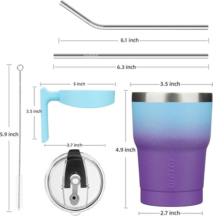 BJPKPK Tumbler With Handle 10oz Stainless Steel Insulated Tumbler With Lid And Straw For Water Or Ice Coffee,Ocean Dream
