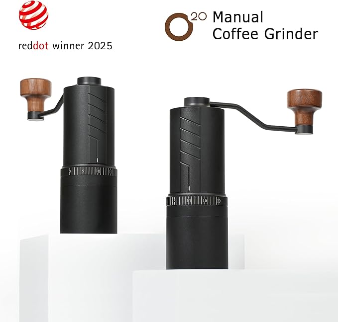 Vevok Chef O20 Manual Coffee Grinder - 20 levels External Adjustment, 35g Capacity with Travel Case and Cleaning Gear, Consistent Grind Ti-Plated Stainless Steel Conical Burr Hand Coffee Grinder