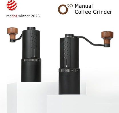 Vevok Chef O20 Manual Coffee Grinder - 20 levels External Adjustment, 35g Capacity with Travel Case and Cleaning Gear, Consistent Grind Ti-Plated Stainless Steel Conical Burr Hand Coffee Grinder
