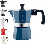 Load image into Gallery viewer, GROSCHE Milano Stovetop Espresso Maker Moka Pot 3 espresso Cup - 5 oz, Blue -Moka Espresso Coffee Maker Stove top coffee maker Moka Italian espresso greca coffee maker brewer percolator