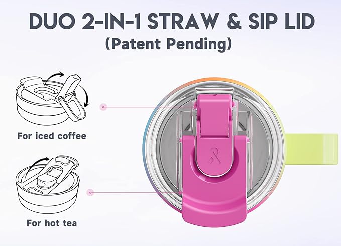 Meoky 40oz Tumbler with Handle, Stainless Steel Travel Mug with 2-in-1 Straw and Sip Lid, Vacuum Insulated Coffee Mug, 100% Leak Proof, Keeps Cold for 34 Hours or Hot for 10 Hours (Carnival)