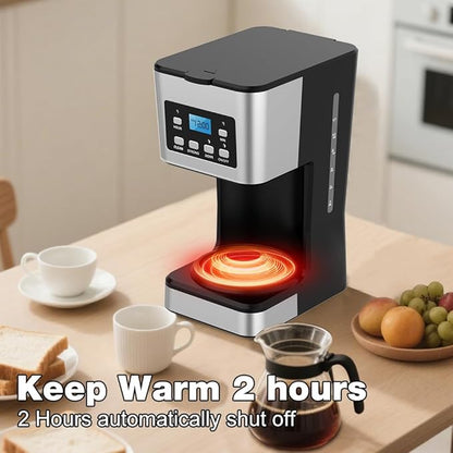 12-Cup Programmable Coffee Maker, Regular & Strong Brew Drip Coffee Machine for Home and Office, Glass Carafe, Pause & Serve, Auto Shut Off, Gray & Stainless Steel (Black)