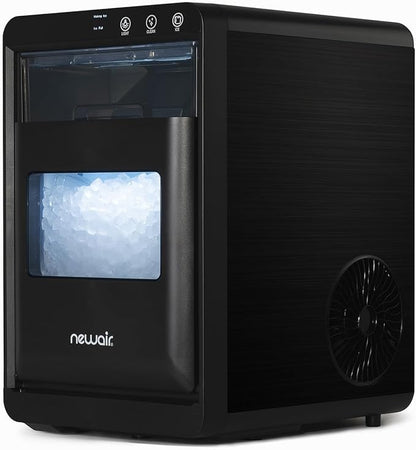 Newair Nugget Ice Maker Countertop, 44 lbs in 24 Hours Ice Machine Nugget, Self Cleaning Ice Maker in Black Stainless Steel, Perfect for Home Bar, Kitchen Countertop, RV, Home Office