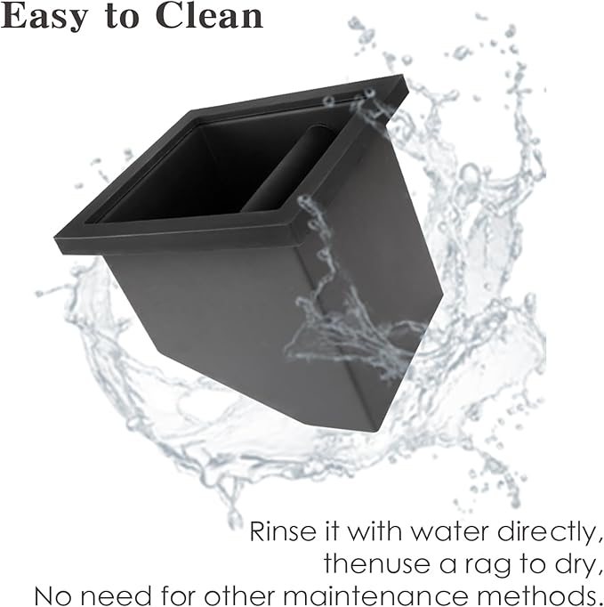 Stainless Steel Espresso Coffee Ground Knock Box Chute, Built-in Desktop Waste Bucket, Bottomless Knocking Residue Box