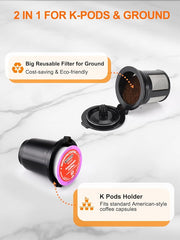 Single Serve Coffee Maker for K-Cup and Ground Coffee, Fast Brew, 6-12 oz Brew Sizes One Cup Coffee Machine Fits 5.5