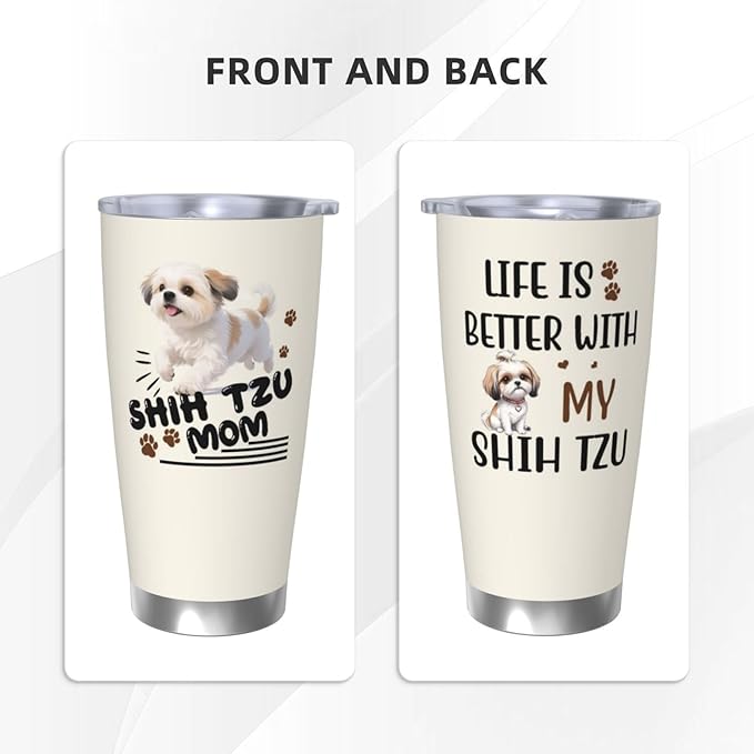 Best Shih Tzu Mom Gifts for Women, 20 Oz Shih Tzus Lover Travel Tumbler Mugs with Shih Tzus, Travel Mug Gift for Shih Tzu Mom