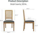 Load image into Gallery viewer, French Country Dining Chairs Set of 2, Grey Modern Kitchen &amp; Dining Room Chairs, Rattan Dining Chair with Linen Upholstered Cushion, High Cane Back, Wood Legs, Sillas de Comedor (Gray, 2 Pcs)