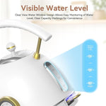 Load image into Gallery viewer, Rasonic Classic Retro Electric Kettle, 1.8L Stainless Steel, 1500W Fast Quiet Boiling, Temperature Gauge, LED Light, Auto Shut-Off, Home &amp; Office Use - White and Champagne Gold