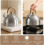 Load image into Gallery viewer, Tea Kettle, 18/8 Stainless Steel Whistling Teapot, 3.17 Quart Camping Tea Kettle for Stovetop, Water Coffee Pot with Anti-Hot Wood Handle (3L,Silver)