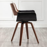 Load image into Gallery viewer, LUNLING Swivel Accent Faux Leather Dining Chairs, Mid Century Modern Chairs with Wooden Legs/Armrest/Upholstered Seat/Adjustable Foots for Kitchen Dining Room Desk Chairs,Black,1PCS