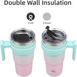 Load image into Gallery viewer, 20 oz Tumbler with Handle and 2 Straw 2 Lid, Insulated Water Bottle Stainless Steel Vacuum Cup Reusable Travel Mug,Gum