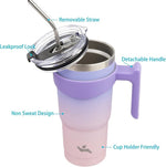 Load image into Gallery viewer, 20 oz Tumbler with Handle and 2 Straw 2 Lid, Insulated Water Bottle Stainless Steel Vacuum Cup Reusable Travel Mug,Pastel Sunset