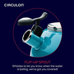 Load image into Gallery viewer, Circulon Enamel on Steel Whistling Teakettle/Teapot With Flip-Up Spout, 2 Quart - Turquoise Blue