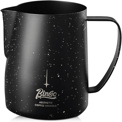 Bincoo Star Milk Frothing Pitcher 21oz/600ml,Espresso Steaming Pitcher,Espresso Machine Accessories,Milk Frother cup,Milk Coffee Cappuccino Latte Art for Home Coffee Bar(Black 20oz)