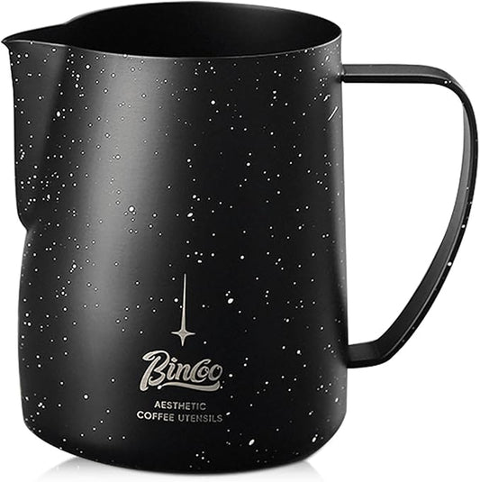 Bincoo Star Milk Frothing Pitcher 21oz/600ml,Espresso Steaming Pitcher,Espresso Machine Accessories,Milk Frother cup,Milk Coffee Cappuccino Latte Art for Home Coffee Bar(Black 20oz)
